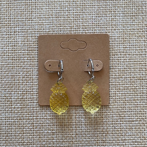 Yellow Pineapple Earrings - Picture 3 of 4